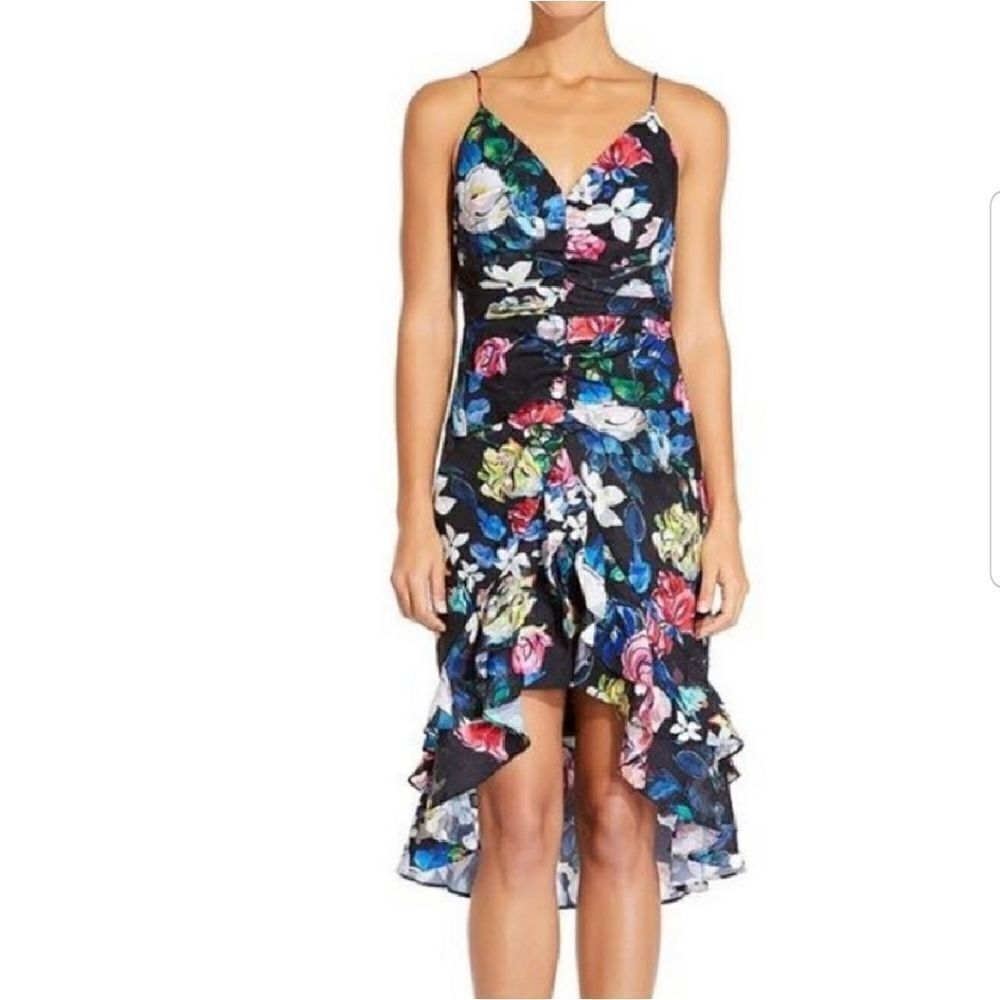 Aidan Mattox floral burnout dress midi hi lol sz 8